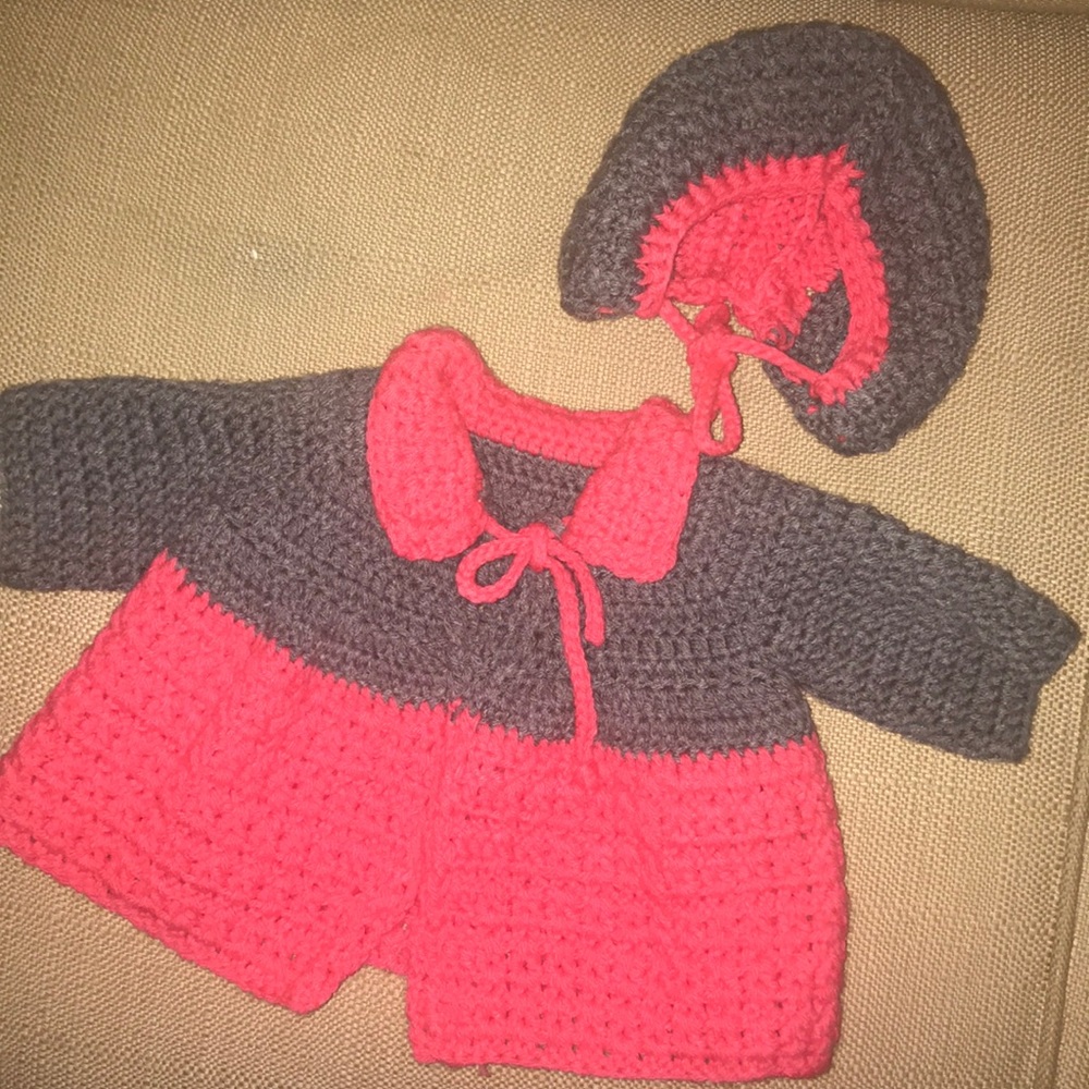 BUNDLE ONLY for a discount! Crotchet coat and hat.